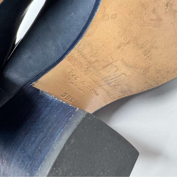 Rag & Bone Harrow Booties Navy Leather Size EU 39.5 - Picture 10 of 16